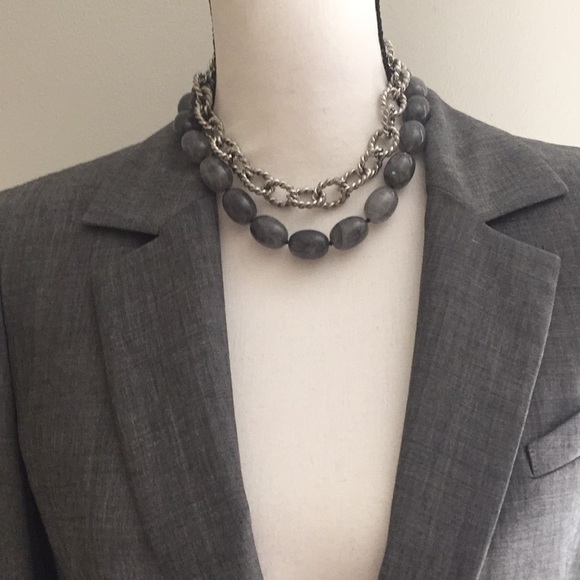 Kenneth Lane Dark Silver and Gray Bead Necklace - Picture 2 of 7